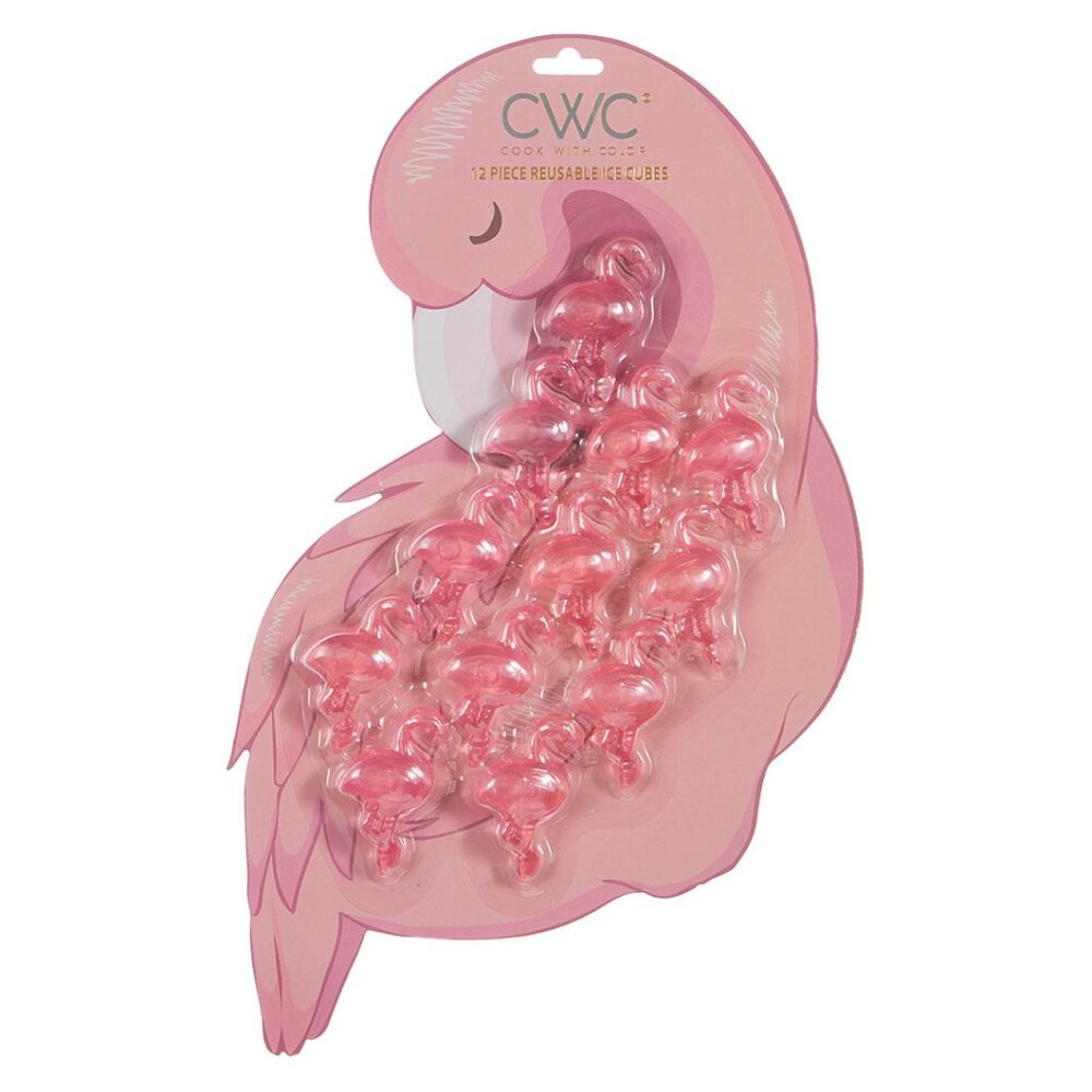 CWC 12 Piece Reusable Flamingo Ice Cubes, New Year Party